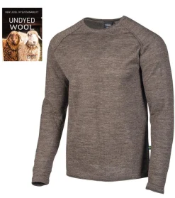 NLS BEECH CREWNECK, 100% OFÄRGAD ULL — NUTMEG