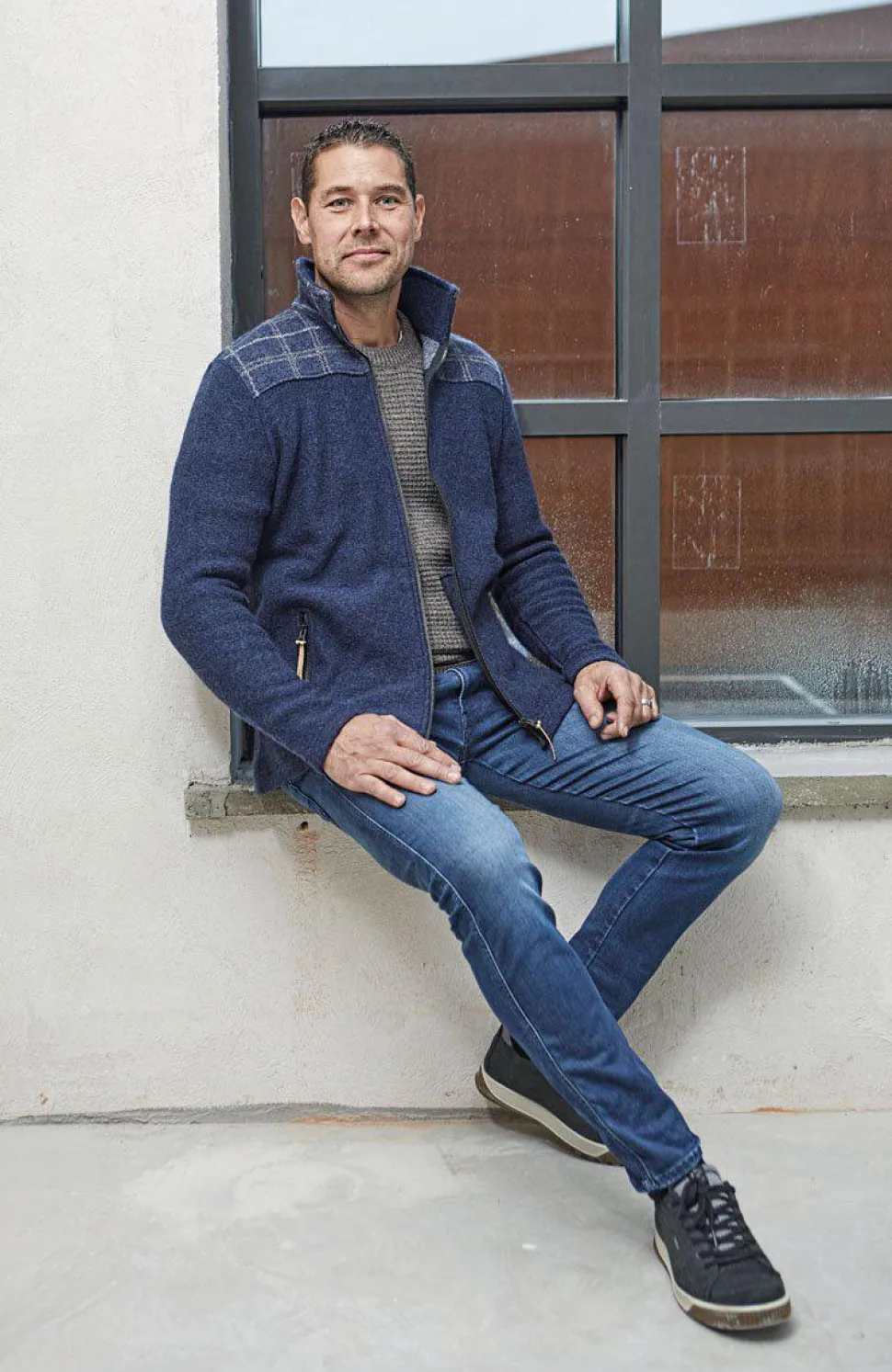 GY LUMBER JACKET, 100% FILTAD ULL — LIGHT NAVY