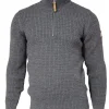 MORITZ HALF ZIP, 100% ULL — GREY