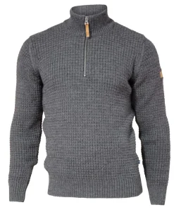 MORITZ HALF ZIP, 100% ULL — GREY