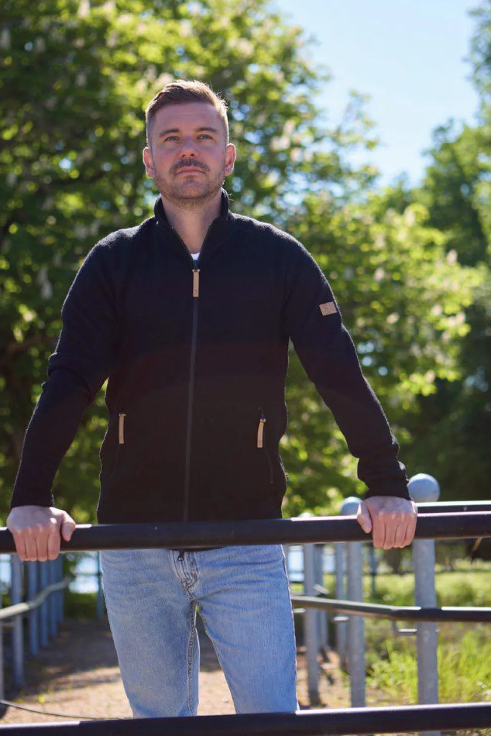 VOLMAR FULL ZIP, 69% ULL — LIGHT NAVY