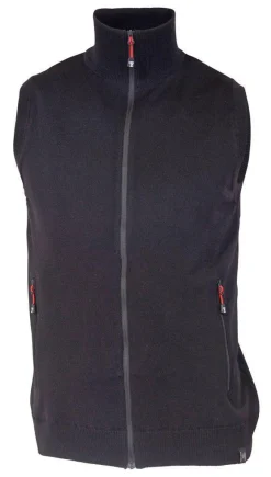 YORK VEST WINDBREAKER , 100% EXTRA FINE MERINOULL — BLACK